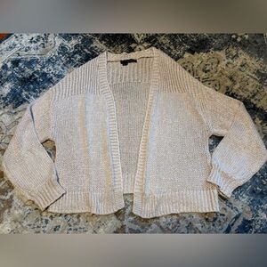 360 Sweater Womens Cotton Knit Open Front Cardigan Sweater Beige Size S